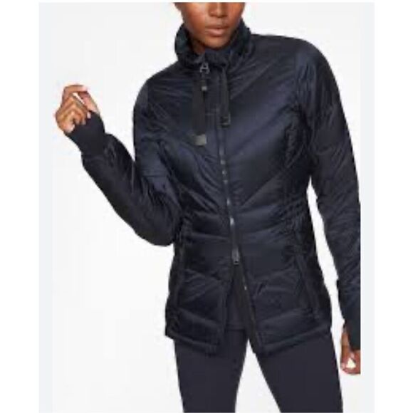 Athleta Banner Peak Goose Down Jacket Captain Navy Blue Size Small Puffer Warm - Picture 1 of 13